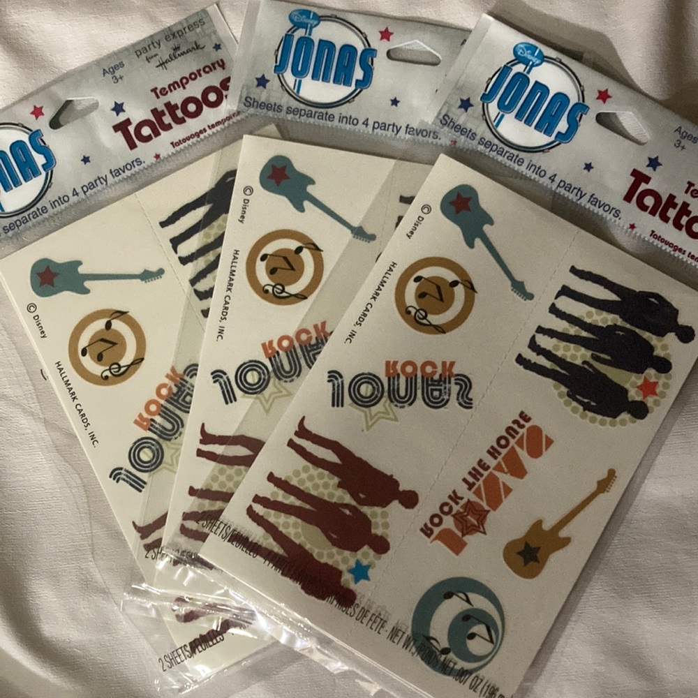 Lot Of 3 Jonas Brothers Temporary Tattoos